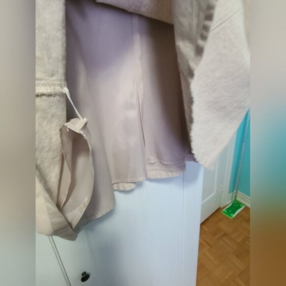 Reitmans Women Linen Beige Cream Taupe Khaki A-Line Lined Midi Summer Skirt - Picture 7 of 8